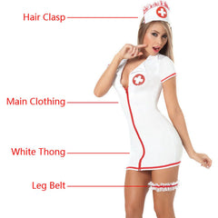 Erotic underwear, European and American sexy perspective zipper nurse uniform suit