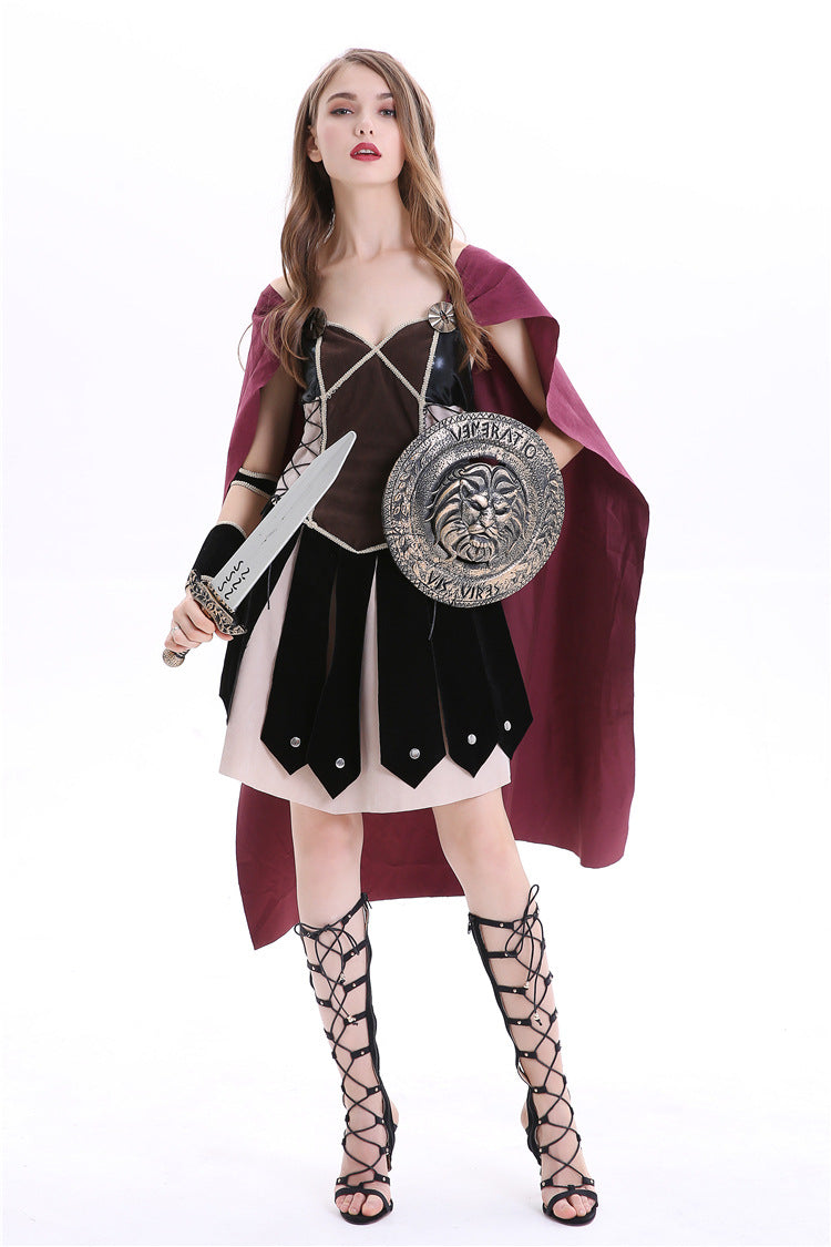 Ancient Greek God of War cosplay costume, Halloween costume, Roman female warrior COS Spanish gladiator costume