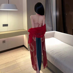 Sexy underwear, ancient clothing, court style, pure desire Hanfu belly pocket set, sexy classical embroidery perspective free flying skirt