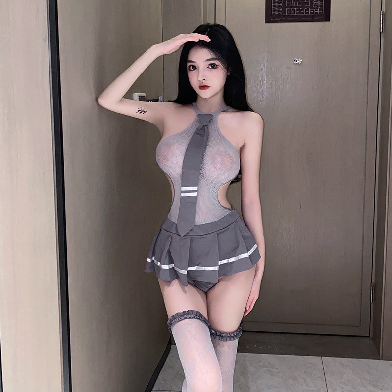 Bulang Valley sexy lingerie sexy sweet cool school girl style suit student uniform stockings temptation one-piece mesh suit