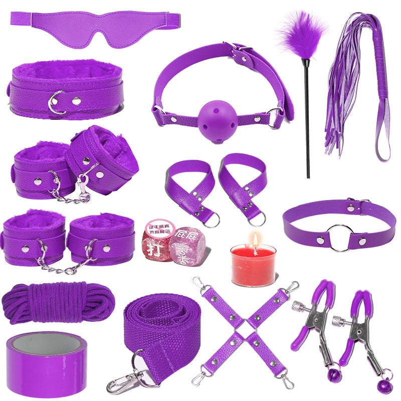 SM Sex Props Leather 10-Piece Set Handcuffs Collars Adult Sex Goods Couple Bundle Bondage Set, Ha