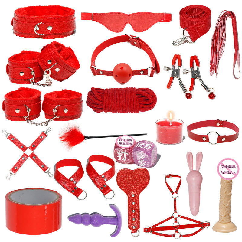 SM Sex Props Leather 10-Piece Set Handcuffs Collars Adult Sex Goods Couple Bundle Bondage Set, Ha