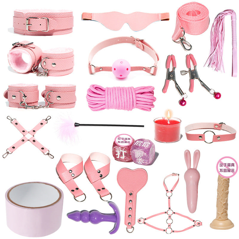 SM Sex Props Leather 10-Piece Set Handcuffs Collars Adult Sex Goods Couple Bundle Bondage Set, Ha