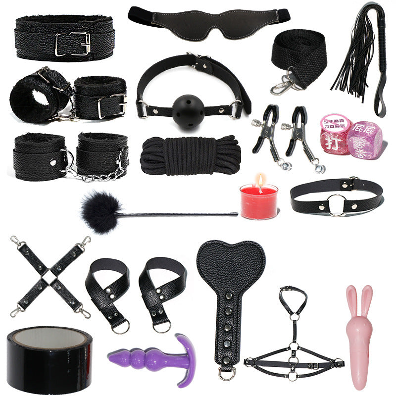 SM Sex Props Leather 10-Piece Set Handcuffs Collars Adult Sex Goods Couple Bundle Bondage Set, Ha