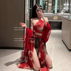 Sexy underwear, ancient clothing, court style, pure desire Hanfu belly pocket set, sexy classical embroidery perspective free flying skirt