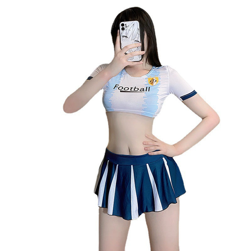 Sexy Underwear World Cup Soccer Babe Cheerleaders Uniform Performance Split T-Shirt Skirt Argentina