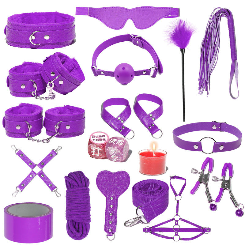 SM Sex Props Leather 10-Piece Set Handcuffs Collars Adult Sex Goods Couple Bundle Bondage Set, Ha