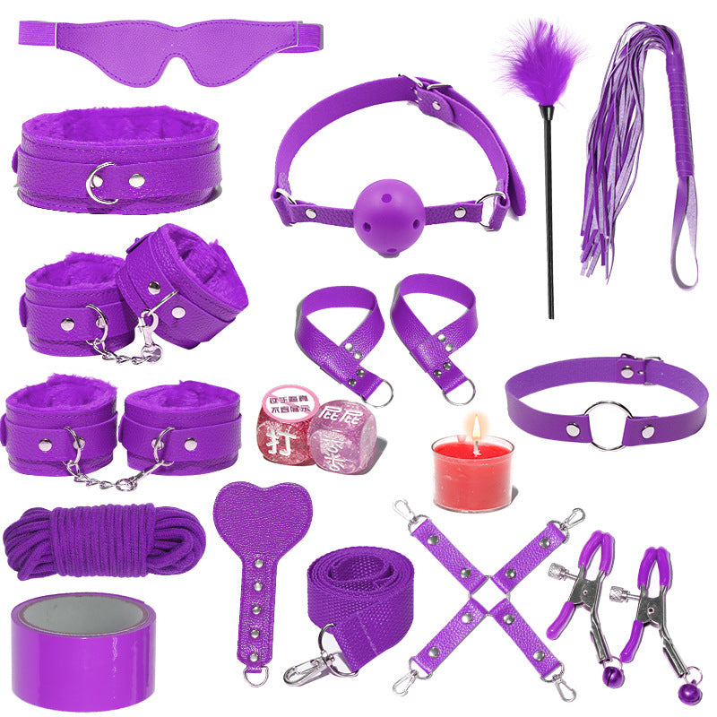 SM Sex Props Leather 10-Piece Set Handcuffs Collars Adult Sex Goods Couple Bundle Bondage Set, Ha