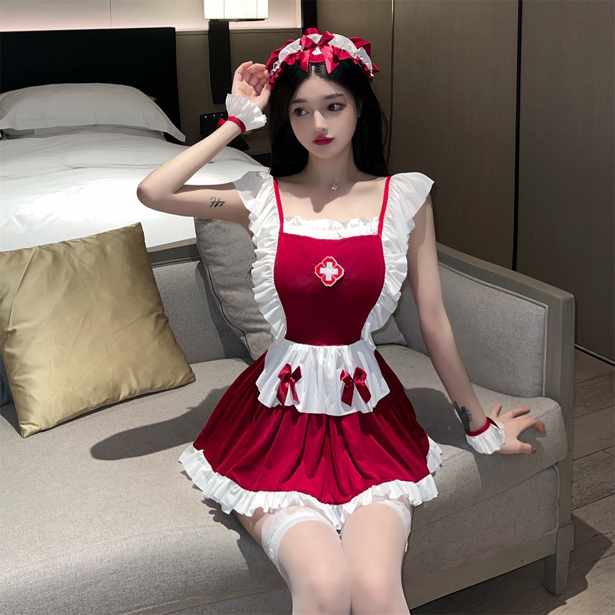 Passion Christmas Suit Robe Sex Lingerie Sexy Small Breast Dress Uniform Red Temptation Free Bunny Girl