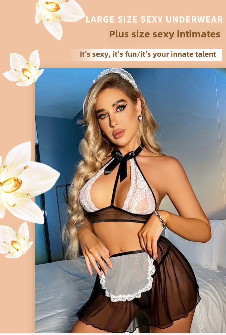 European and American foreign trade maid clothing, fun uniform sex underwear, lace edge suspender sexy suit wholesale